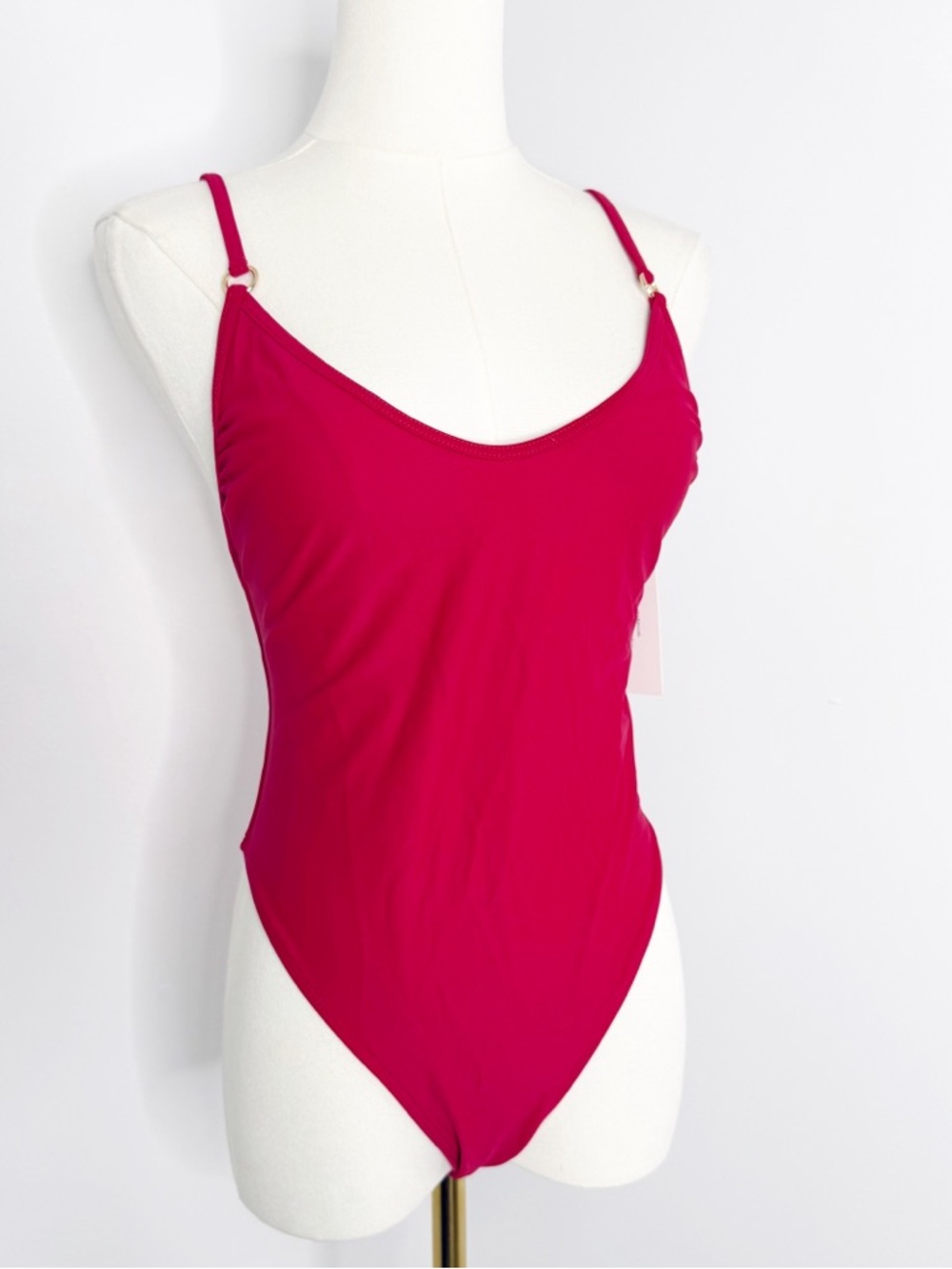 ELYSIIAN Red One Piece Swimsuit Cheeky Adjustable Strap Small NwT